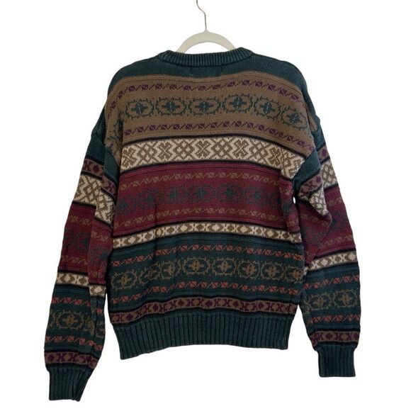 Vintage 1990s American Eagle Knit Crewneck Sweater / Striped / All Over Pattern - Picture 15 of 16